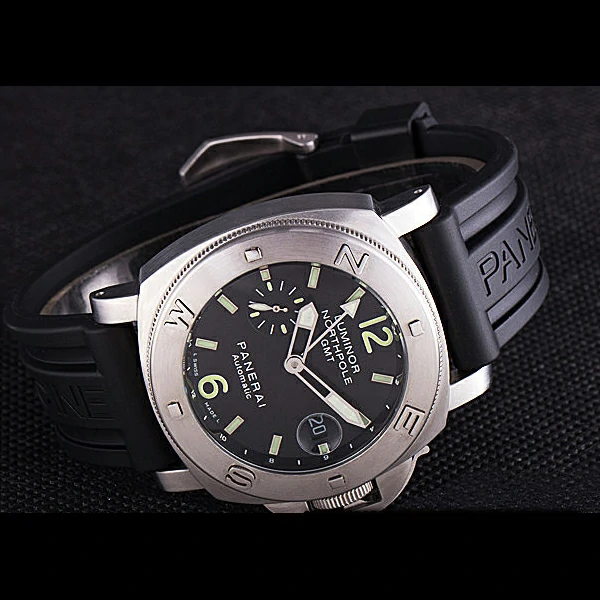 Panerai Luminor Brushed Stainless Steel Case Black Dial Black Rubber Strap new58217