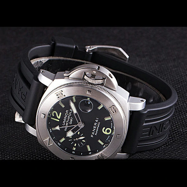 Panerai Luminor Brushed Stainless Steel Case Black Dial Black Rubber Strap new58217