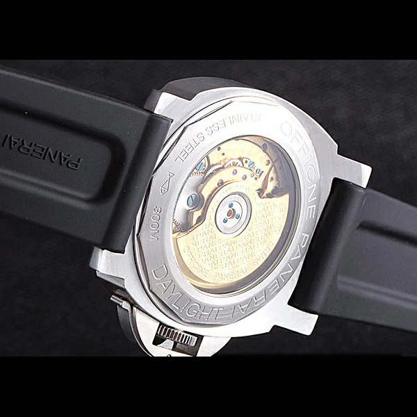 Panerai Luminor Brushed Stainless Steel Case Black Dial Black Rubber Strap new58217