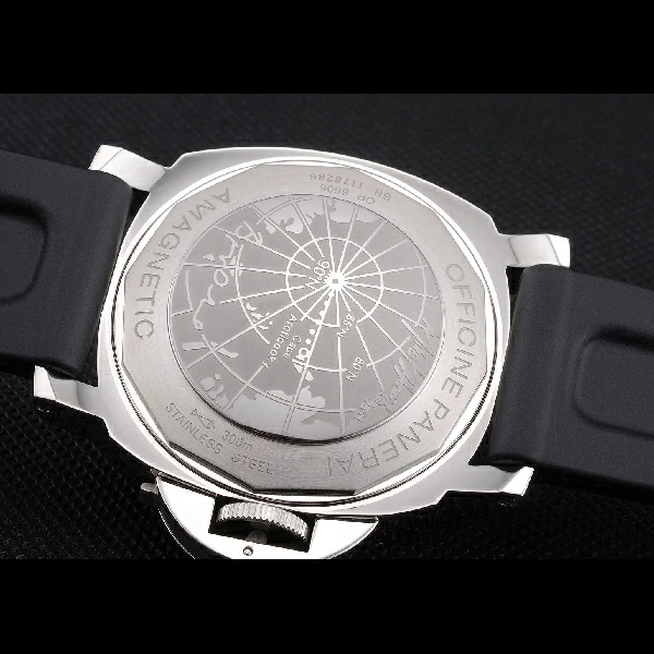 Panerai Luminor Brushed Stainless Steel Case Black Dial Black Rubber Strap new58218