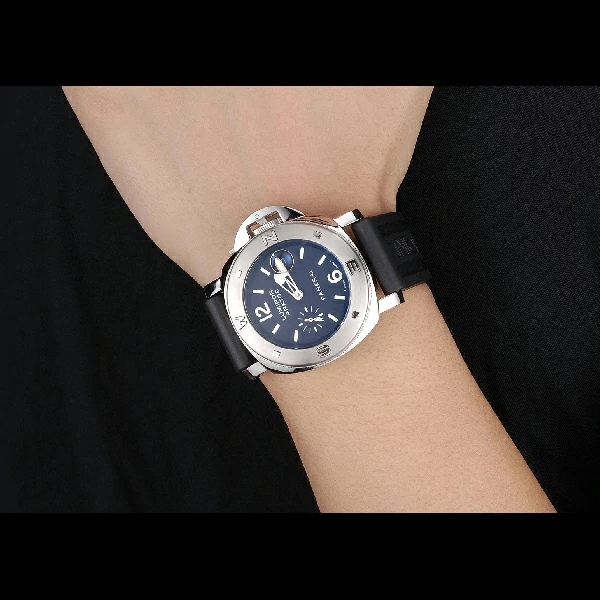 Panerai Luminor Brushed Stainless Steel Case Black Dial Black Rubber Strap new58218