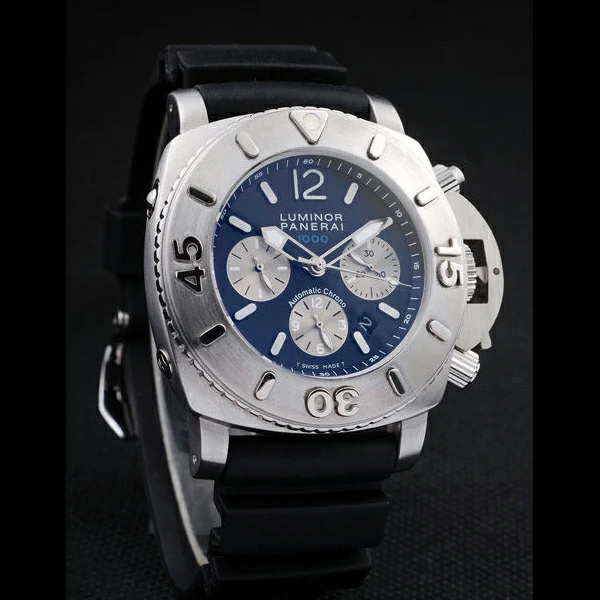 Panerai Luminor Brushed Stainless Steel Case Black Dial Black Rubber Strap new58219