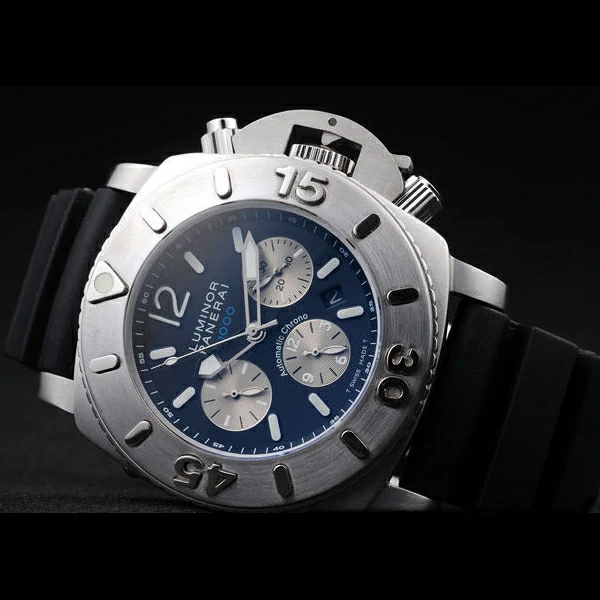 Panerai Luminor Brushed Stainless Steel Case Black Dial Black Rubber Strap new58219