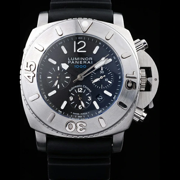 Panerai Luminor Brushed Stainless Steel Case Black Dial Black Rubber Strap new58220