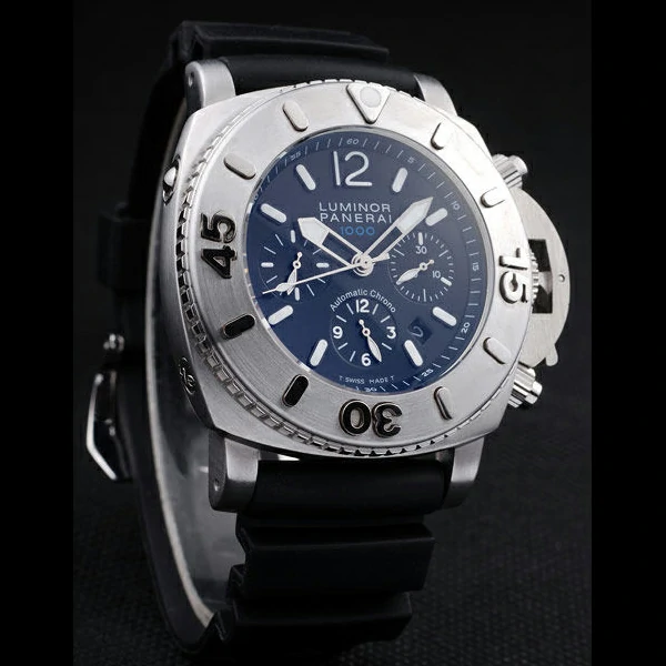 Panerai Luminor Brushed Stainless Steel Case Black Dial Black Rubber Strap new58220