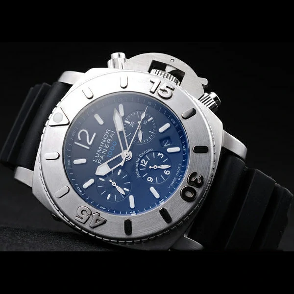 Panerai Luminor Brushed Stainless Steel Case Black Dial Black Rubber Strap new58220