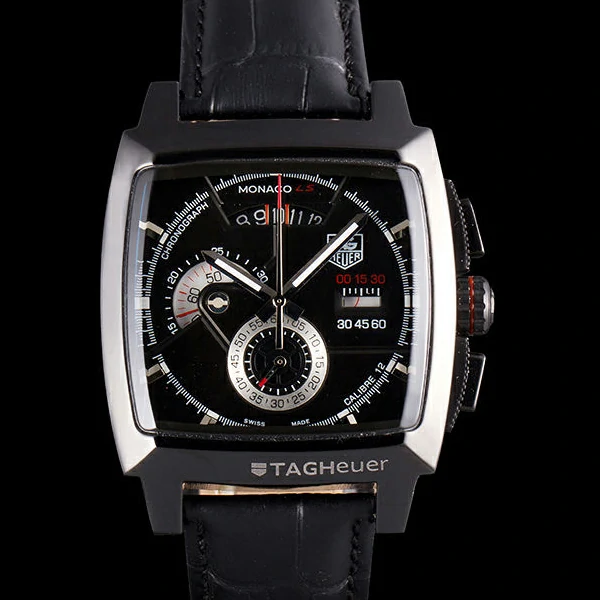 Tag Heuer Monaco Black Ceramic Case Black Dial Black Leather Strap new58246
