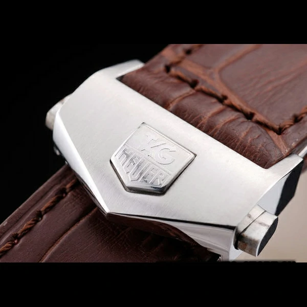 Tag Heuer Monaco Brushed Stainless Steel Case White Dial Brown Leather Strap new58247