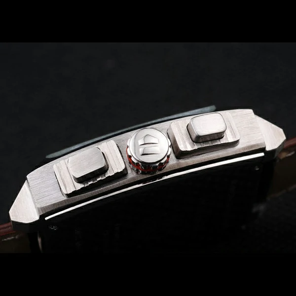 Tag Heuer Monaco Brushed Stainless Steel Case White Dial Brown Leather Strap new58247