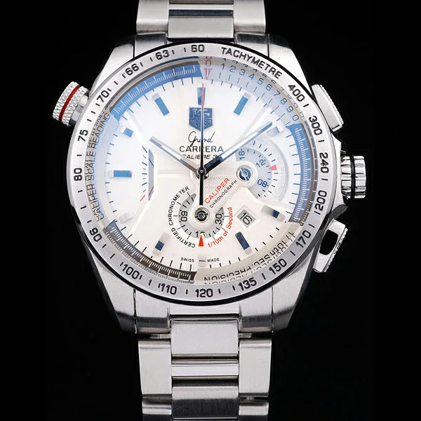 Tag Heuer Carrera Tachymeter Bezel White Dial Stainless Steel Strap new58248