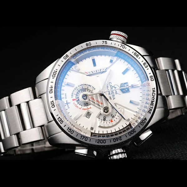 Tag Heuer Carrera Tachymeter Bezel White Dial Stainless Steel Strap new58248