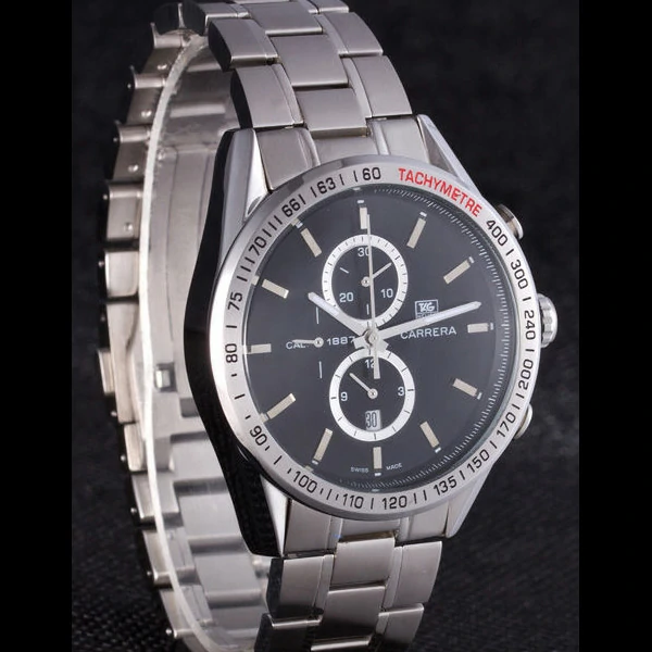 Tag Heuer Carrera Tachymeter Bezel Black Dial Stainless Steel Strap new58249