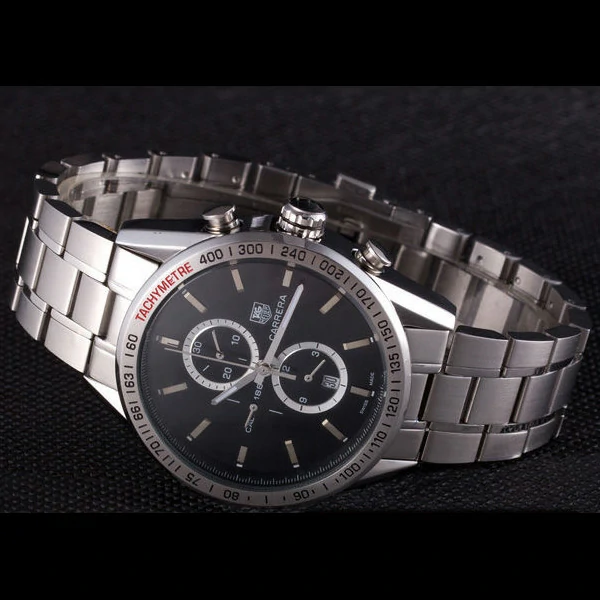 Tag Heuer Carrera Tachymeter Bezel Black Dial Stainless Steel Strap new58249