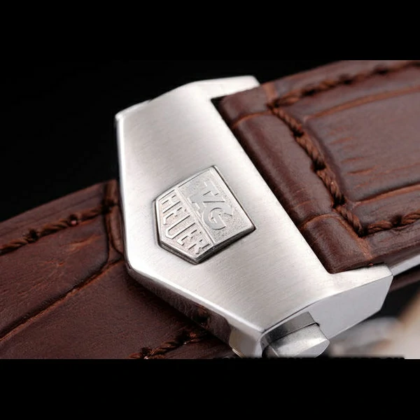 Tag Heuer SLR Brushed Stainless Steel Case Silver Dial Brown Leather Strap new58250