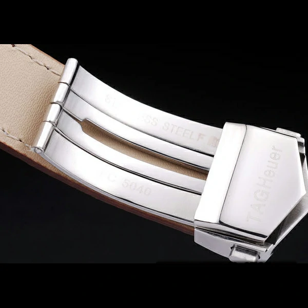 Tag Heuer SLR Brushed Stainless Steel Case Silver Dial Brown Leather Strap new58250