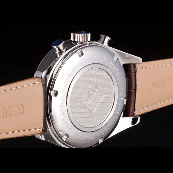 Tag Heuer SLR Brushed Stainless Steel Case Silver Dial Brown Leather Strap new58250