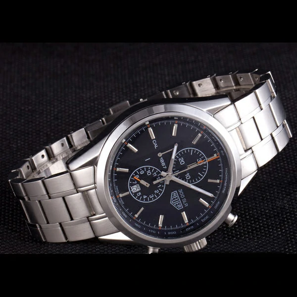 Tag Heuer SLR Polished Stainless Steel Case Black Dial Stainless Steel Strap new58255