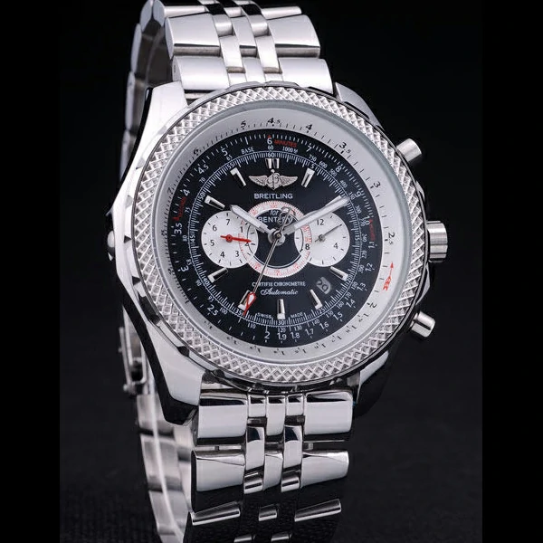 Breitling Bentley Chronograph Black Dial Stainless Steel Strap new58295