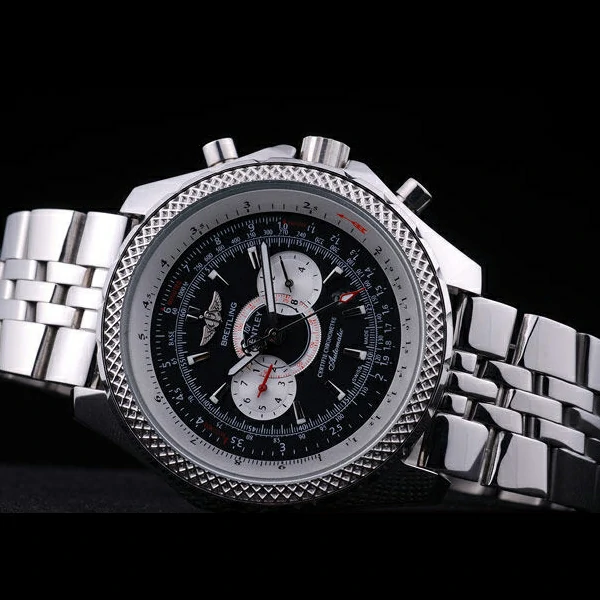 Breitling Bentley Chronograph Black Dial Stainless Steel Strap new58295