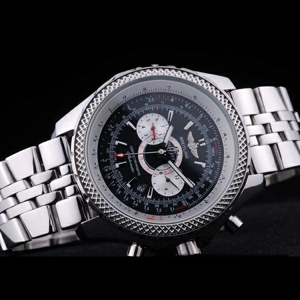 Breitling Bentley Chronograph Black Dial Stainless Steel Strap new58295