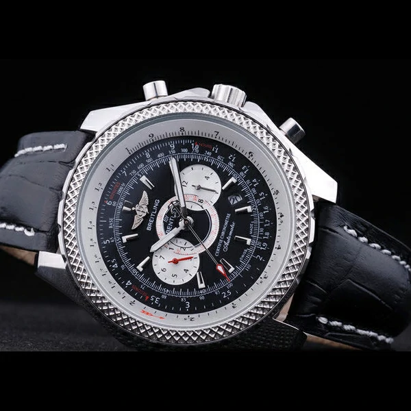 Breitling Bentley Chronograph Black Dial Black Leather Strap new58296