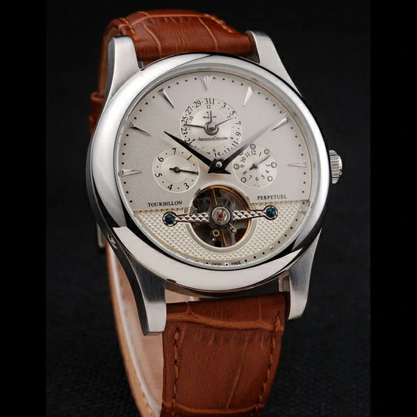 Jaeger Le Coultre Master Control Tourbillon White Dial Brown Leather Strap new58369