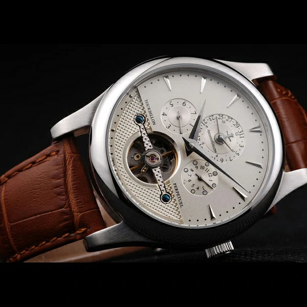 Jaeger Le Coultre Master Control Tourbillon White Dial Brown Leather Strap new58369