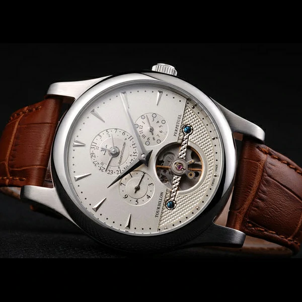 Jaeger Le Coultre Master Control Tourbillon White Dial Brown Leather Strap new58369