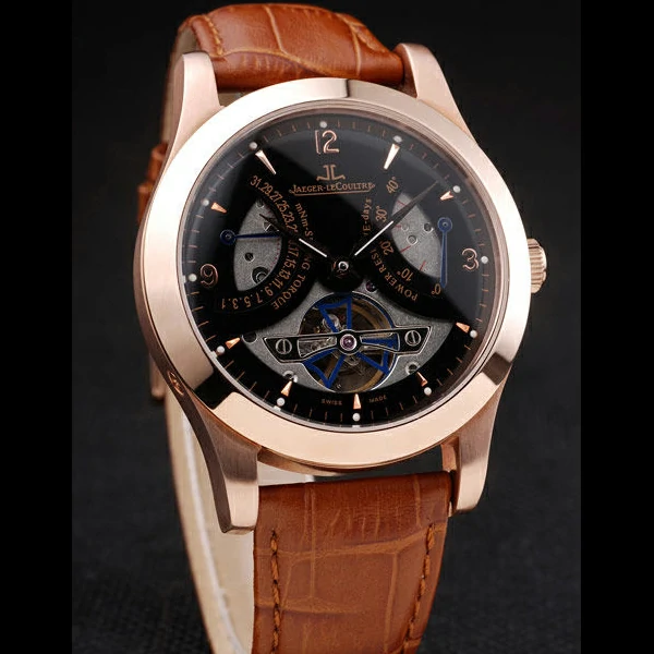 Jaeger Le Coultre Master Control Tourbillon Black Dial Brown Leather Strap new58370