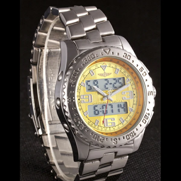 Breitling Certifie Yellow Dial Stainless Steel Strap Rose Gold Bezel new58564