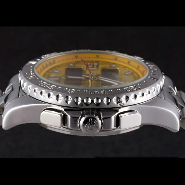 Breitling Certifie Yellow Dial Stainless Steel Strap Rose Gold Bezel new58564
