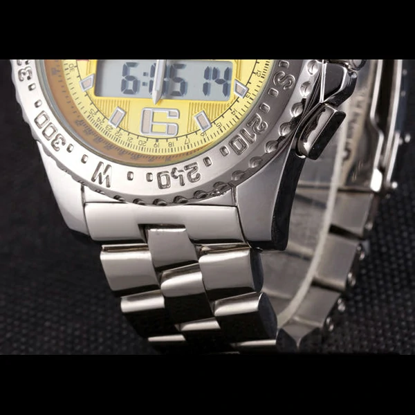 Breitling Certifie Yellow Dial Stainless Steel Strap Rose Gold Bezel new58564