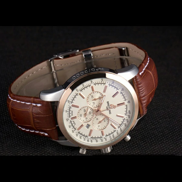 Breitling Transocean White Dial Light Brown Leather Strap Rose Gold Bezel new58565