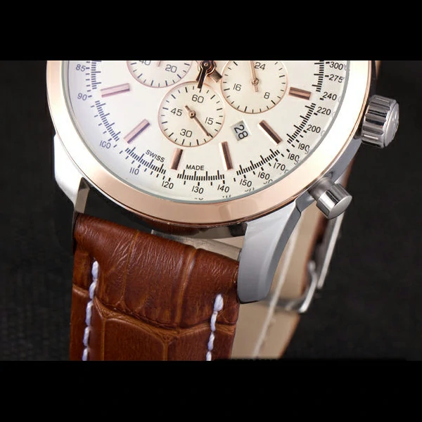 Breitling Transocean White Dial Light Brown Leather Strap Rose Gold Bezel new58565