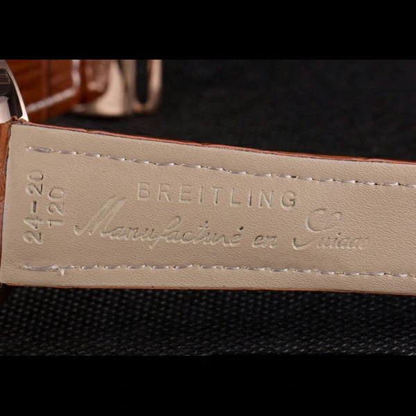 Breitling Transocean White Dial Brown Leather Strap Rose Gold Bezel new58566