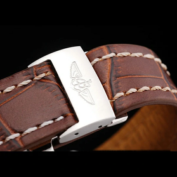 Breitling Transocean White Dial Brown Leather Strap Polished Stainless Steel Bezel new58567