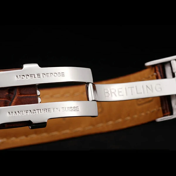Breitling Transocean White Dial Brown Leather Strap Polished Stainless Steel Bezel new58567