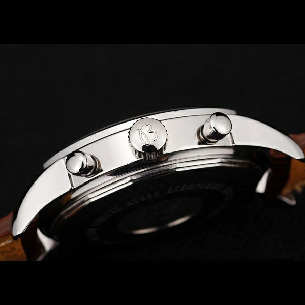 Breitling Transocean White Dial Brown Leather Strap Polished Stainless Steel Bezel new58567