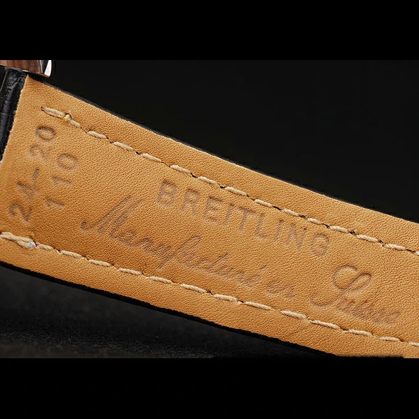 Breitling Transocean Black Dial Black Leather Strap Rose Gold Bezel new58568