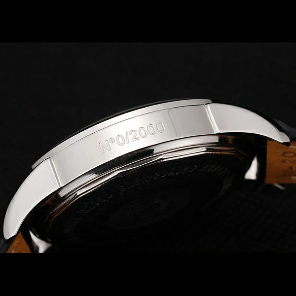 Breitling Transocean Black Dial Black Leather Strap Polished Stainless Steel Bezel new58569