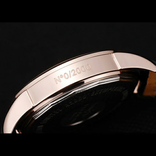 Breitling Transocean White Dial Black Leather Strap Rose Gold Bezel new58572
