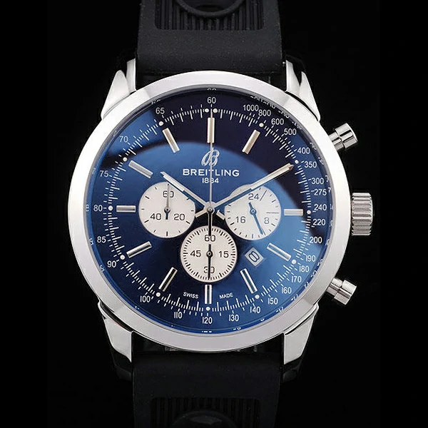Breitling Transocean Black Dial Black Rubber Strap Polished Stainless Steel Bezel new58574