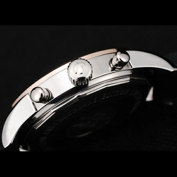 Breitling Transocean Black Dial Black Rubber Strap Rose Gold Bezel new58575