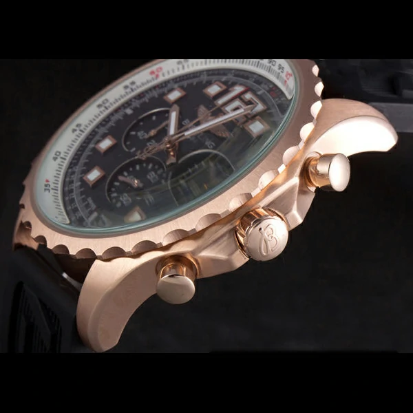Breitling Navitimer Rosegold Bezel Rubber Strap Black Dial new58693