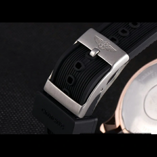 Breitling Navitimer Rosegold Bezel Rubber Strap Black Dial new58693