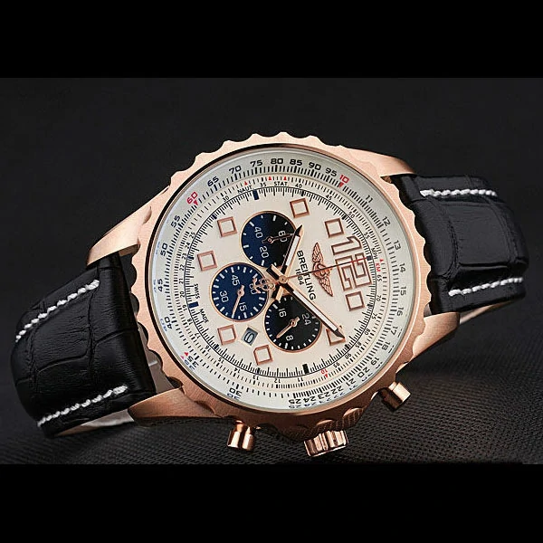 Breitling Navitimer Rosegold Bezek Leather Strap White Dial new58694