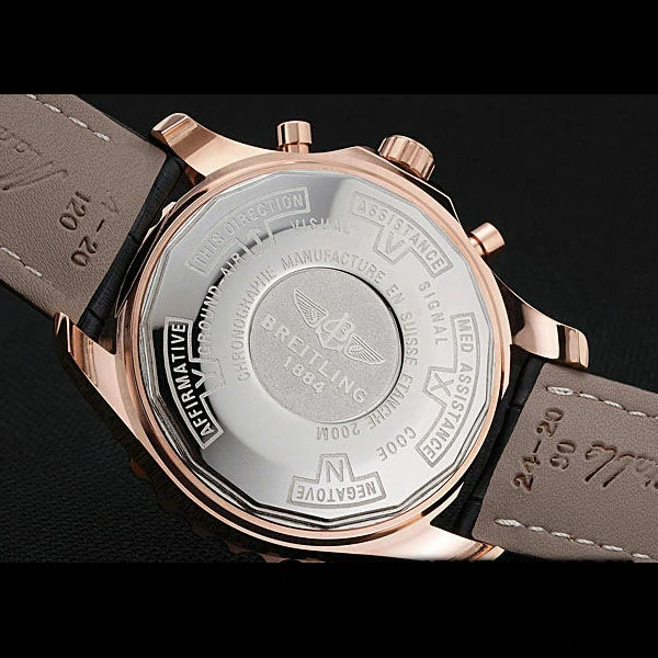 Breitling Navitimer Rosegold Bezek Leather Strap White Dial new58694