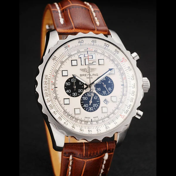 Breitling Navitimer Brown Leather Strap White Dial new58698