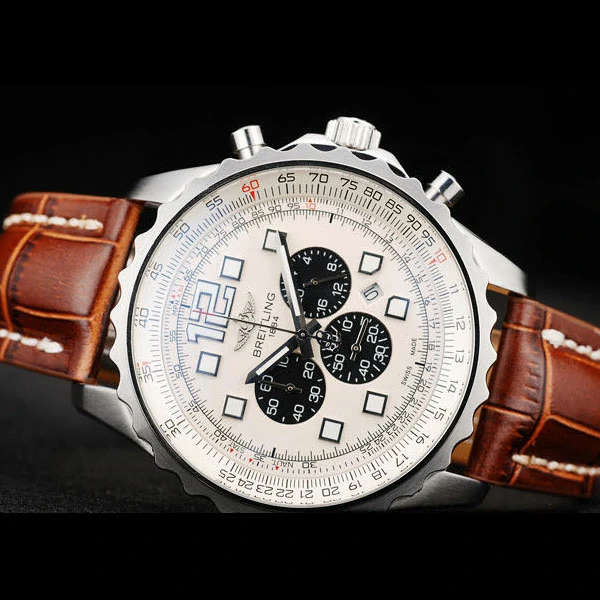 Breitling Navitimer Brown Leather Strap White Dial new58698