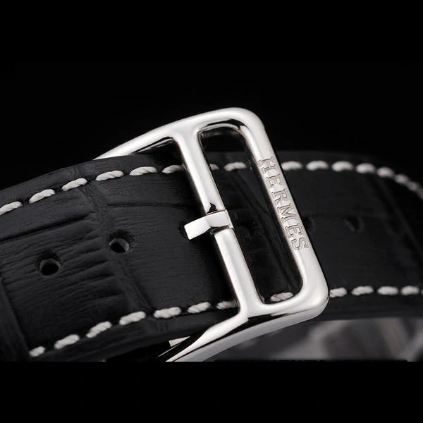 Hermes Arceau White Dial Black Leather Strap new58707